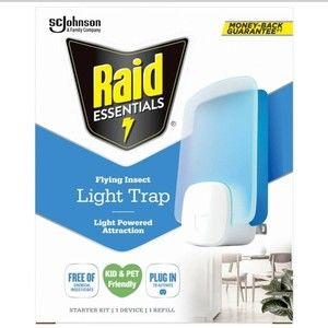 Raid Essentials Flying Insect Light Trap Starter Kit: 1 Device + 1 Refill